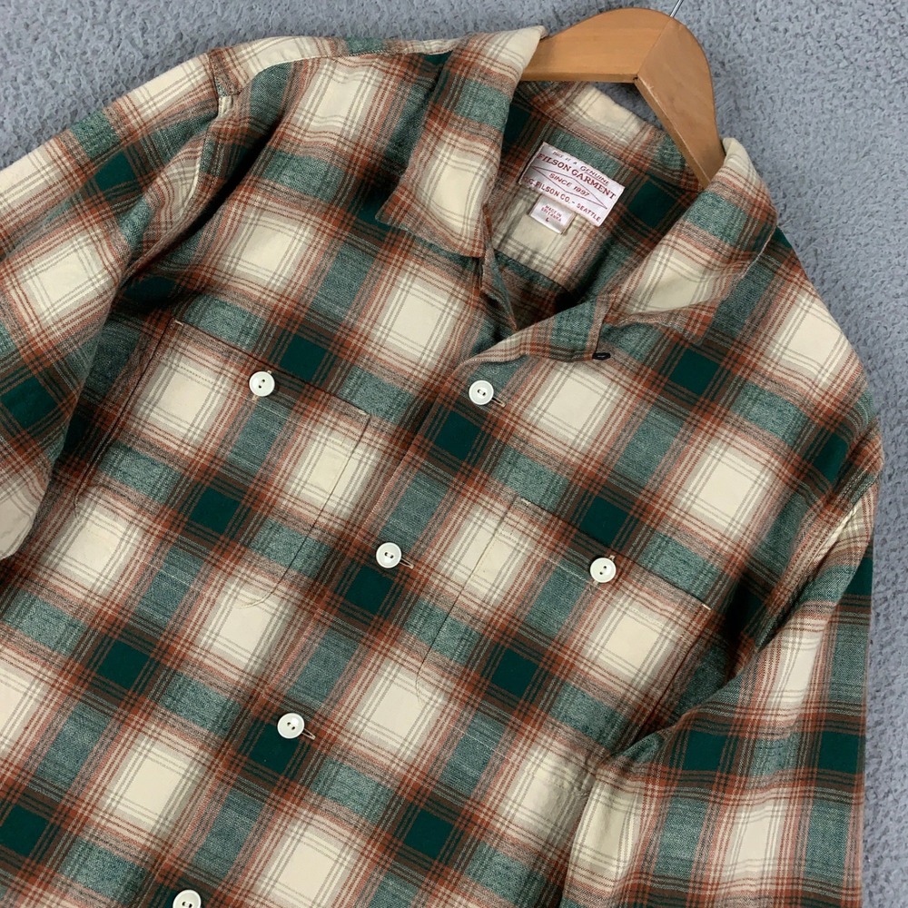 Filson Field Flannel Shirt Mens Large Plaid Long Sleeve Button Down Camp Collar